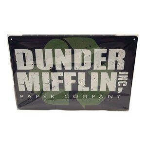 Dunder Mifflin Inc. Paper Company Tin Metal Sign Man Cave Garage Decor 8x12